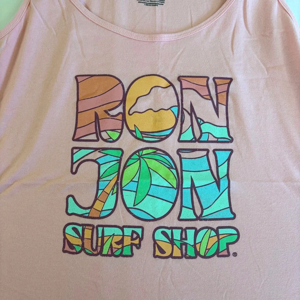 Ron Jon Surf Shop Pink Graphic Tank Top XL Vintage Beachcore Logo Sleeveless